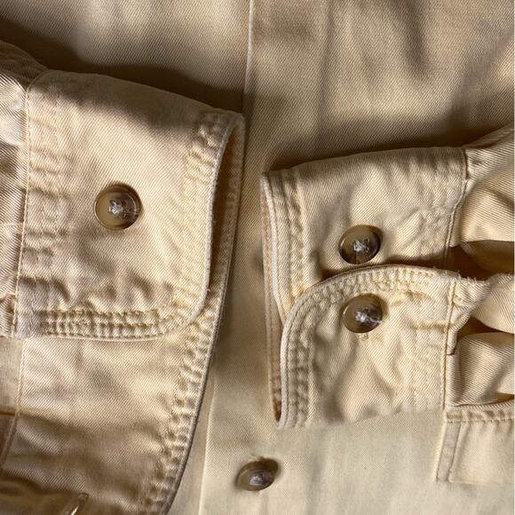 Talbots Buttery Yellow Button Down with Front Pockets & Cuffed Sleeves Size Med - Picture 4 of 5